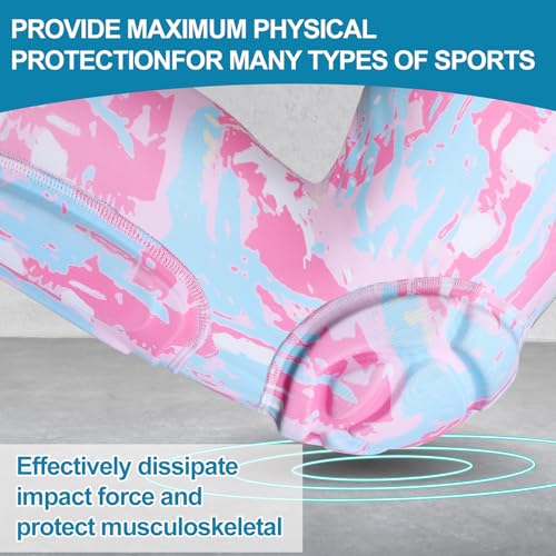 Knee Calf Padded Leg Compression Sleeve Thigh Shin Brace Protective Gear for Football Basketball Volleyball Soccer Baseball Tennis Youth Girls Adult Pink M (1 Pair) - color: Pink, size: X-Large