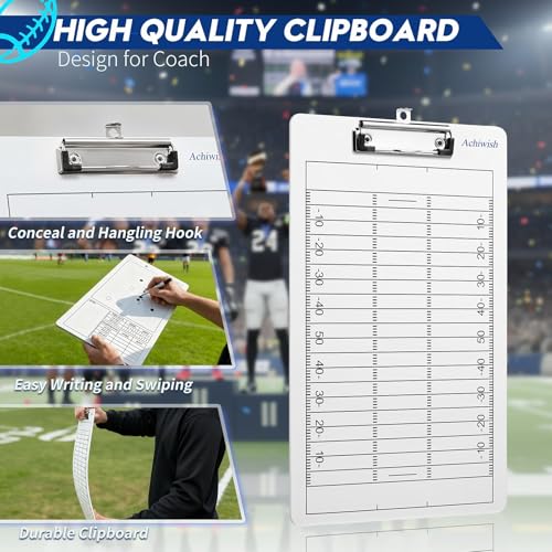 Football Clipboard for Coaches, Double-Sided Dry Erase Board | Football play-planning surfaces on a double-sided dry erase clipboard with metal clip; marker and eraser are not included. - style: Football