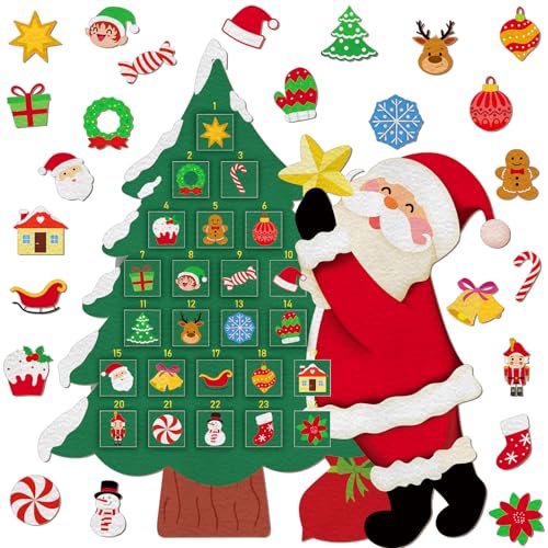 Watersay Christmas Tree Felt Advent Calendar for Kids Countdown Calendar - style: Christmas Tree