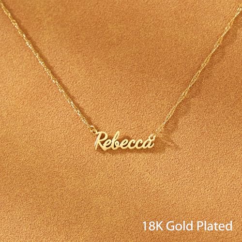 DayOfShe Custom Tiny Name Necklaces for Wedding Bridesmaid Gifts Best Friend Birthday Gifts, 18K Gold Plated Dainty Name Necklace Personalized Christmas Jewelry Gifts - color: Sparkle Twist Chain