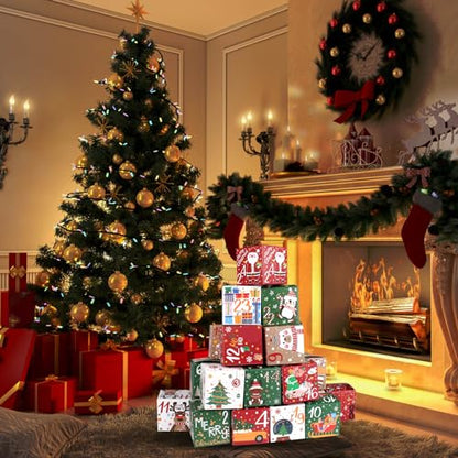 ONESING 24 Pcs DIY Christmas Advent Calendar Boxes for 2024, 24 Days Countdown Calendar Gift for Adults and Kids Christmas Cardboard Number Boxes Make & Fill Your Own Advent Calendar Boxes Lovely Xmas Party Present - color: Style-A