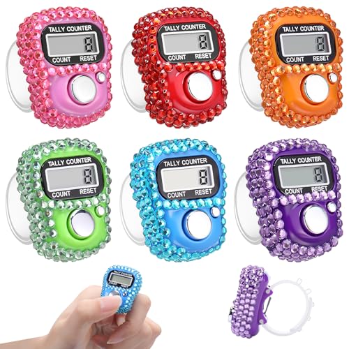 Simgoing Electronic Finger Clicker Counter, Rhinestones Tally Tasbeeh Counter Gifts for Prayer Islamic Golf Counting Goods Lap Knitting Bling Accessories - color: Bright Colors