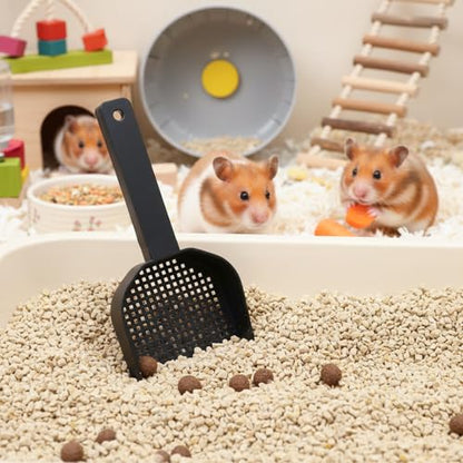 2Pcs Poop Scooper Cat Litter Scooper Small Holes 2mm for Rabbit Small Pets | 2.95 in × 5.9 in, Plastic Handle Fine Mesh Sifting Shovel for Guinea Pigs, Rabbits, Easy Waste Cleaning