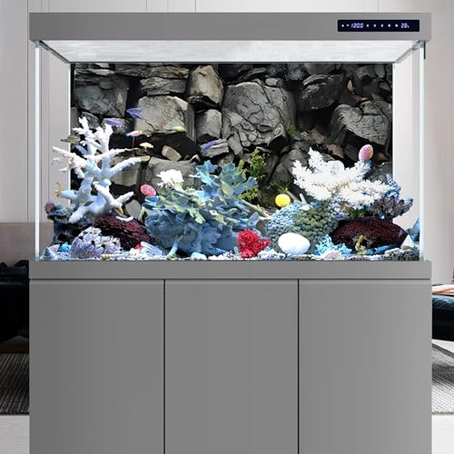 AWERT 36x18 inches Stone Aquarium Background Grey Rock Fish Tank Background Rocky Terrarium Background - size: 36x18in/90x45cm