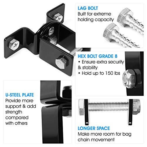 Yes4All Adjustable Ceiling Hook / Steel Beam Clamp for Punching Bags, 180° & 360° - 450kg Capacity - Punching Bag Mount for Hammocks, Gymnastics, Swing Hook - Ceiling Mount Outdoor & Indoor