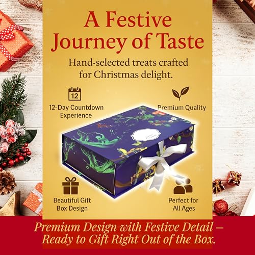 12-Day Advent Calendar Dried Fruit & Nuts Holiday Gift Box | Healthy Gourmet Dried Fruit Selection Including Mango, Fancy Medjool Dates, Pears, Peaches, Apricots, Figs and Prunes - size: 12.2 x 8.54 x 5.2 inches; 3 Pounds