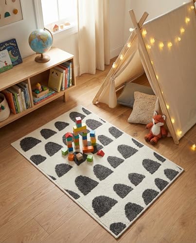 Rugs.com - Whimsy Kids Rug – 2' 2 x 3' 1 Ivory and Gray Easy-Clean Stain-Resistant Modern Rug – Perfect for Entryways, Kitchens, and Bathrooms - color: Ivory and Gray, size: 2'2" x 3'1" (Rectangular)