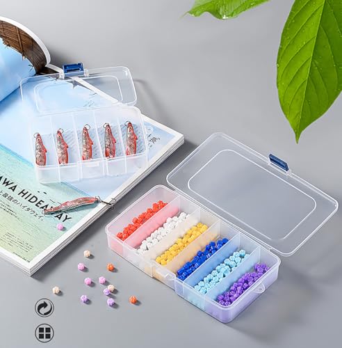 2 PACK Transparent Plastic Bead Organizers (6 Grids),Craft Organizers and Storage Beads Organizer, Art DIY, Crafts Jewelry Storage, Fishing Tackles, Size 7.48 x 3.94 x 1.38 in - size: 6 Grids