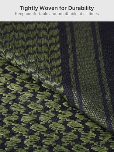 FREE SOLDIER Scarf Military Shemagh Tactical Desert Keffiyeh Head Neck Scarf Arab Wrap with Tassel for Men Women - color: Dark Green