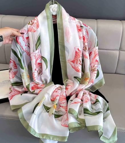Xyueanlo Scarfs for Women Lightweight Scarves Fashion Print Floral Pattern Head Scarf Wraps Shawls - color: Light Green