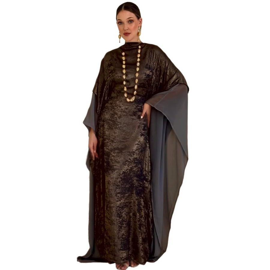 Kaftan Abaya Dubai Style Abaya Daily Smooth Flowy Muslim Dress Women Clothes - color: Brown