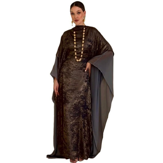 Kaftan Abaya Dubai Style Abaya Daily Smooth Flowy Muslim Dress Women Clothes - color: Brown