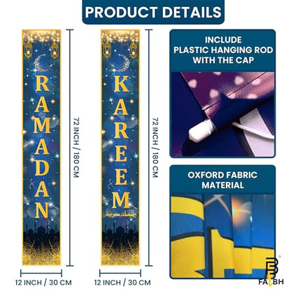 XtraLarge, Ramadan Banner for Ramadan Decorations for Home - 72x12 Inch | Ramdan Door Banner, Ramdan Mubarak Banner | Ramzan Decorations Door Sign