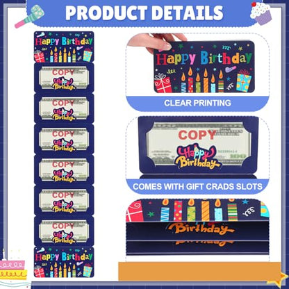 Gueevin 12 Pack/72 Slots Happy Birthday Money Envelopes for Cash Birthday Gifts Money Envelope Card Holders Bulk for Surprise Gifts Ideas Party Supplies, 6 Styles