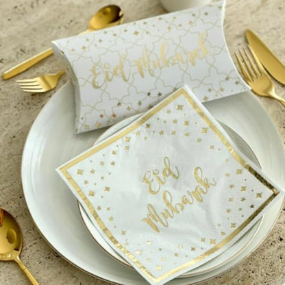Peacock Supplies - Eid Mubarak Napkins (20pk) - Cream & Gold
