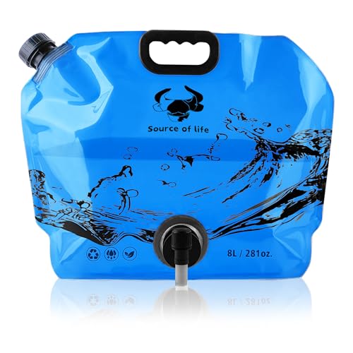 Water Jug Camping 2.1 Gallon Collapsible with Spigot, BPA Free Portable Water Pouch Foldable Water Bags for Outdoor Hiking, Travel and Emergency & Water Storage Containers (Blue-1Pcs) - color: Blue-1Pcs