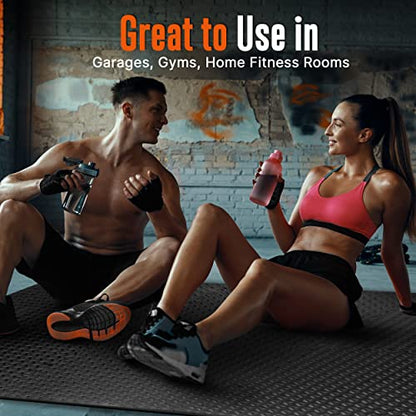 SQUATZ 6-Piece Puzzle Exercise Mat Tiles, EVA Foam Interlocking Black Gym Floor Tiles for Home Workout, Thick Protective Cushion for Equipment, Water Resistant, Reduces Noise, Easy Clean, 24"x24" each