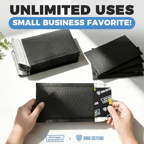 110-Pack Bubble Mailer 4'' x 8'' - Self-Sealing Waterproof Small Mailing Envelopes Padded Lightweight Shipping Bags for Accessories, Small Parts, Jewelry, Trading Cards, Compact Items 4x7 Usable Space - color: Black - 110 Pack