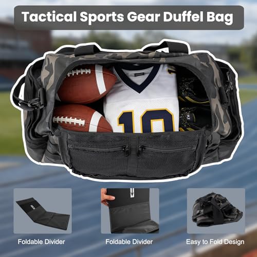 Hannibal Tactical 35L Large Duffle Bag, 3-in-1 Tactical Backpack MOLLE Pack for Sports/Gym/Outdoor, Black Camo - color: Black Camo