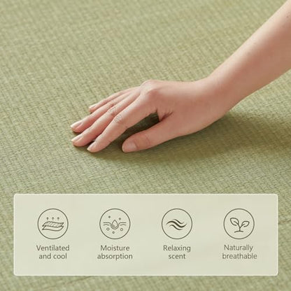 HAGiHARA Japanese Traditional Tatami Mat,35.4"x78.7"x1.2" Foldable Floor Mattress, Japanese Rush Grass Tatami Floor Mat for Meditation, Yoga,Sleeping or Summer Use - size: Twin XL