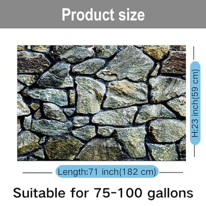 ELEBOX Fish Backgrounds Paper Double Sides 3D Stone & Trees Aquarium Background Picture 23" x 71" Fish Tank Background - color: N, size: H:23.4"x L:71.7"