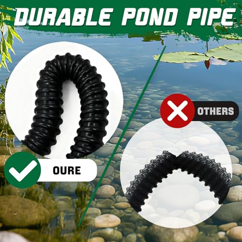 Pond Tubing 1-1/4” × 10 Feet Black Flexible PVC Pond Hose,Garden Pond PVC Tube - Reinforced, Kink-Resistant Tubing for Pumps, Fountains & Waterfalls, with 4 Clamps,1-1/4" Dia - size: 1-1/4 Inch, style: 10FT
