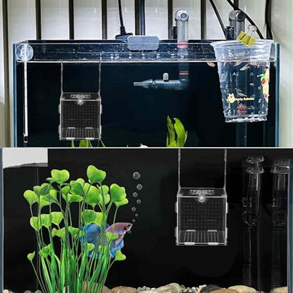 4.7 x 4.7 x 4.7 inch Acrylic Fish Breeding Box, Transparent Isolation Hatchery Incubator with Suction Cups for Guppy Shrimp Small Baby Fishes Aquarium Nursery Tank - size: 4.7 x 4.7 x 4.7inch