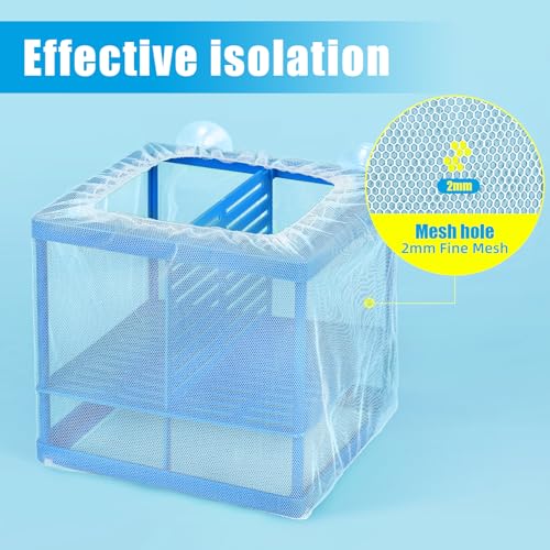 AQUANEAT Fish Tank Breeder Large Mesh Net Fry Saver Aquarium Spawn Hatchery Isolation with Suction Cups Hatchery Incubator for Shrimp Betta - size: Large