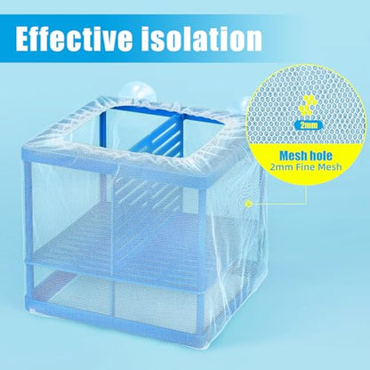 AQUANEAT Fish Tank Breeder Small Mesh Net Fry Saver Aquarium Spawn Hatchery Isolation with Suction Cups Hatchery Incubator for Shrimp Betta - size: Small