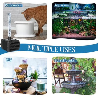 Lounsweer 12 Set Mini Fountain Pump 50 GPH 3W Small Submersible Water Pump with 3.3 ft Tube Electric Quiet Aquarium aspirator for Fish Tank, Pond, Pool, Aquariums, Pet Fountain Hydroponics
