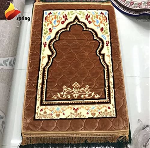 Muslim Prayer mat 2021, Very Soft Islam Sajadah Rug 80x120, Thick Mat (Gold) - color: Gold