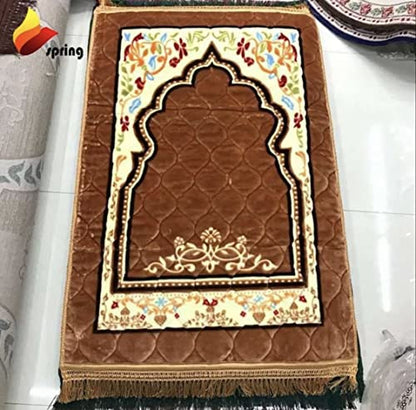 Muslim Prayer mat 2021, Very Soft Islam Sajadah Rug 80x120, Thick Mat (Gold) - color: Gold