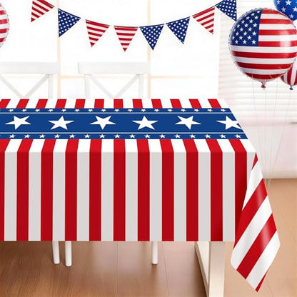 3 Pack Patriotic Tablecloths,American Flag Tablecloth,Patriotic Decorations - color: Red