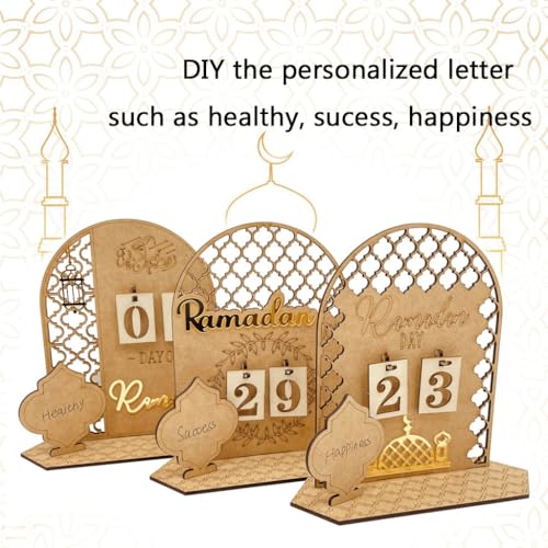Ramadan Advent Calendar 2026 Countdown Calendar Decorations for Home, 30 Days Til Eid Sign, Wood Radaman Gifts for Women, Ramadans Table Decor زينة رمضان كريم ديكور - color: Color 1
