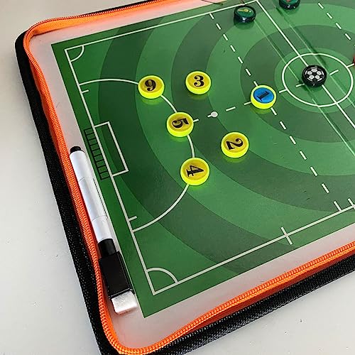 Futsal Soccer Coaching Board Magnetic with Marker, Football Tactics Board Portable, Foldable Soccer Clipboard for Coaches with Player Markers & Pen