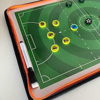 Futsal Soccer Coaching Board Magnetic with Marker, Football Tactics Board Portable, Foldable Soccer Clipboard for Coaches with Player Markers & Pen