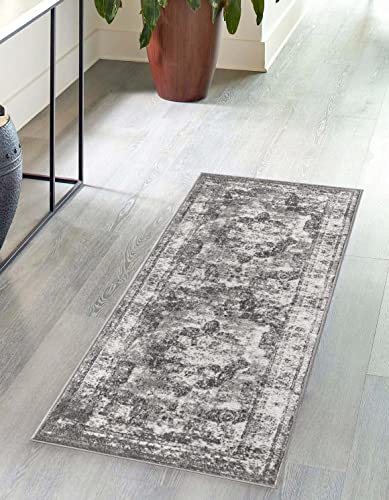 Unique Loom Sofia Collection Area Rug - Salle Garnier (2' x 5' 1" Runner, Gray/ Ivory) - color: Gray/Ivory, size: 2' x 5'1" (Runner)