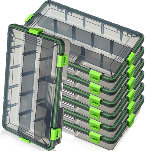 Ramede 6 Pcs Fishing Tackle Boxes Waterproof Airtight Plastic Tackle Box Organizer Transparent Fishing Tackle Storage with Adjustable Dividers for Terminal Tackle Lure Bait Hook(Small) - size: Small