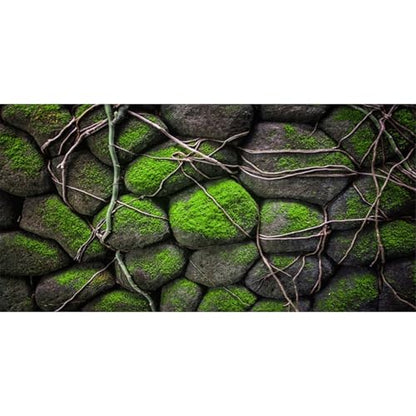 48x24 in Mossy Stone Wall Aquarium Backdrop Rock Fish Tank Background Vinyl - size: 48x24in/120x60cm