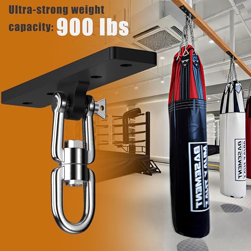 Heavy Bag & Punching Bag Hanger, Wall, Ceiling, Beam Mount Options | 900 LBS Capacity, 360° Swivel, Rust-Proof, Thick Steel Boxing Mount for MMA, Muay Thai & Home Gym (Multiple Mounting Options) - color: Ceiling - Flat Bracket