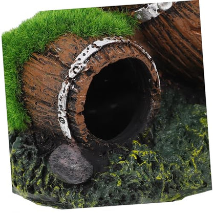Mikikit Resin Barrel Aquarium Ornament Decorative Fish Hideout for Betta All Fish Tanks Aquarium Decor Enhancing Visual Appeal and Providing Cozy Retreat for