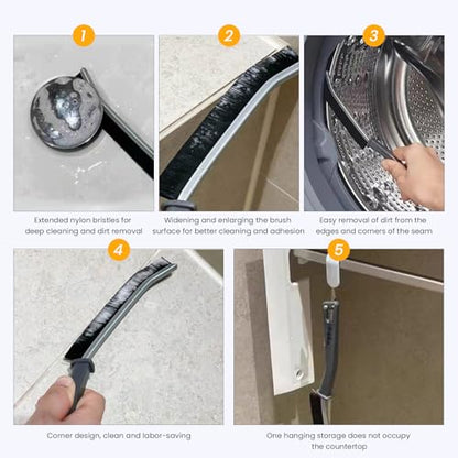 7 Pcs Crevice Cleaning Brush Cleaning Tools with 3 Stovetop Brushes, 2 Scraper Tools & 2 Gap Brushes for Stove, Sink, Grout & Tiles - Durable Plastic Handles & Stiff Bristles