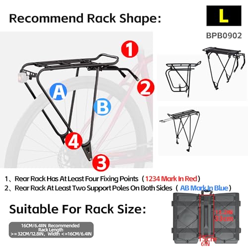 Rhinowalk Bike Pannier Bag for Bicycle Rear Rack Bag 22/40/50L Cycling Saddle Bag Luggage Storage Bag for Long Distance with Rain Cover - color: 40L