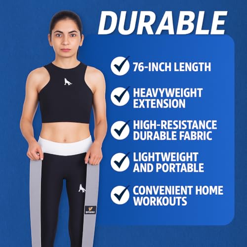 76 Inch Extended Length Resistance Bands - Heavy Duty Elastic Fabric & Natural Rubber Long Workout Loop for Pull Up Assist, Vertical Jump Training, Mobility & Full Body Fitness - color: Gray