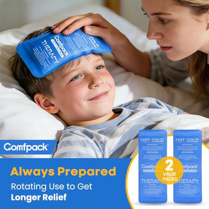 Comfpack Soft Ice Packs for Injuries Reusable, Flexible Double Side Hot and Cold Gel Ice Packs for Injuries, Headaches, Muscle Pain Relief, Long-Lasting Ice Pack for Knee, Shoulder, Ankle, Leg, Neck - size: 9.1×3.8 Inch