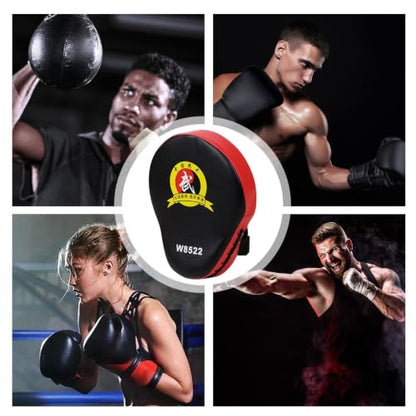 Punching Pads - High Density Foam Material, Strike Training Tool, Shock Absorbing Durable Kickboxing Mitts, Handheld Combat Practice | Thai Karate MMA for Home Gym Workout Exercise - color: Red