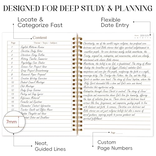 XKDOUS Hardcover Spiral Notebook with Tabs and Bible Tracker, College Ruled Notebook Journal, Church Notes Journal for Women Men, Bible Journal, Blank Notebooks for Work School Note taking, Grey - color: Grey