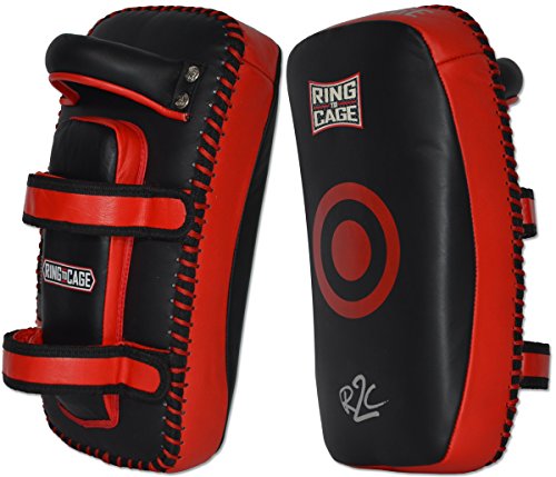 Elite Curved Leather Muay Thai Pad 2.0 - color: Red/Black