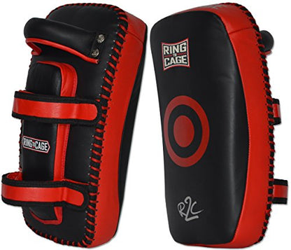 Elite Curved Leather Muay Thai Pad 2.0 - color: Red/Black