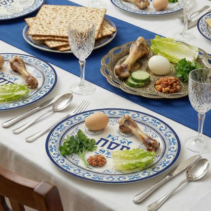 Dereinwo 50 Pcs Passover Seder Oval Plates and Napkins Disposable Paper Plates and Napkins for Pesach and all Seder - style: Passover